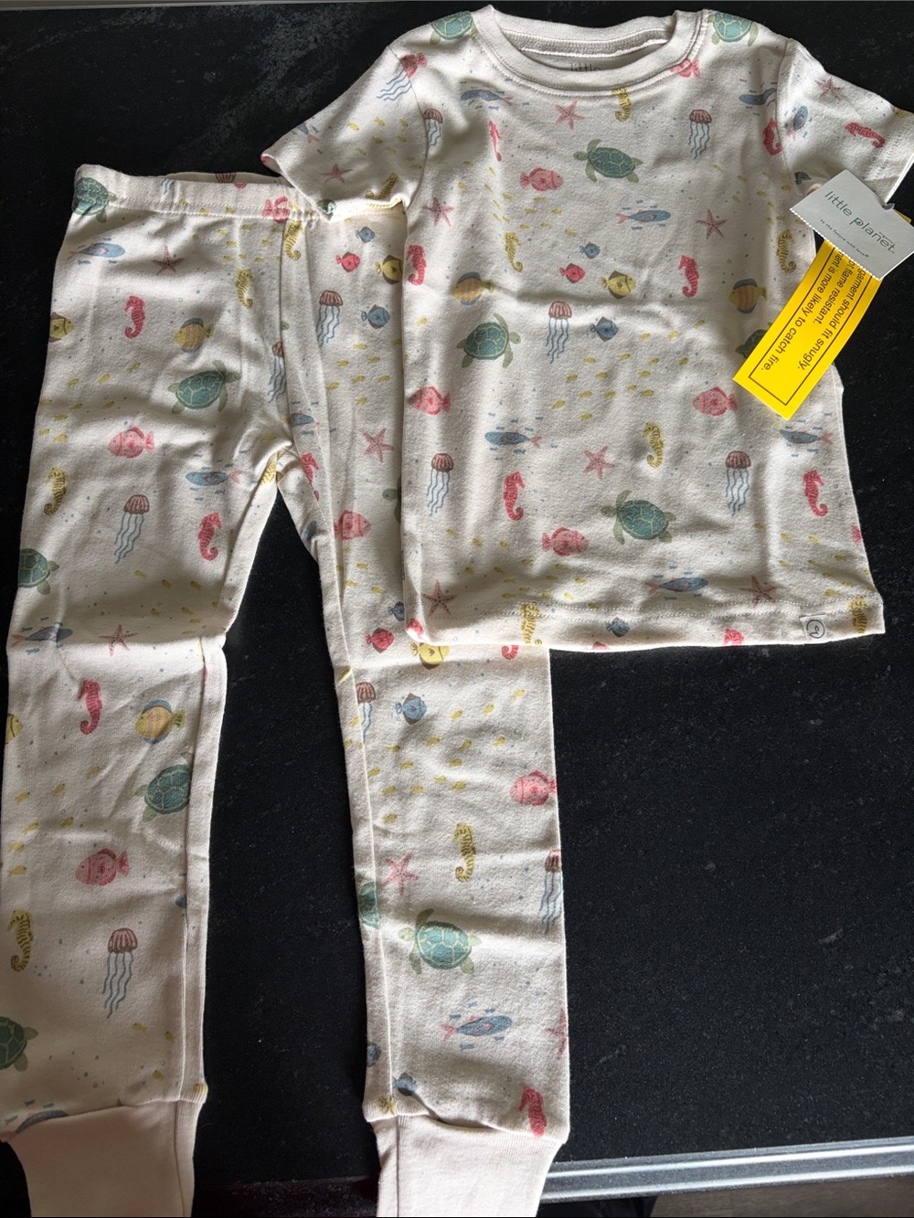 Cream Sea Life Pajama Set for Girls